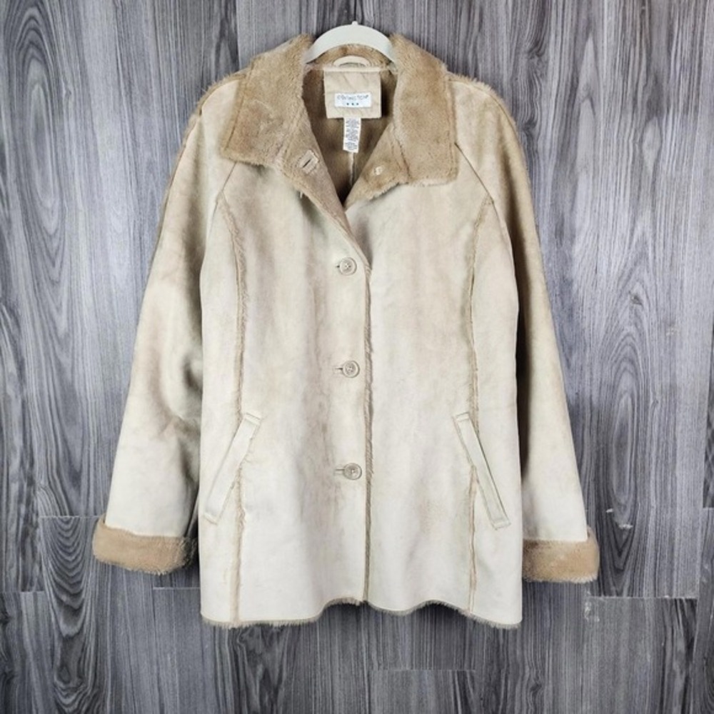 Covington Faux‎ Fur Lined And Trimmed Suede Coat 2007- XL